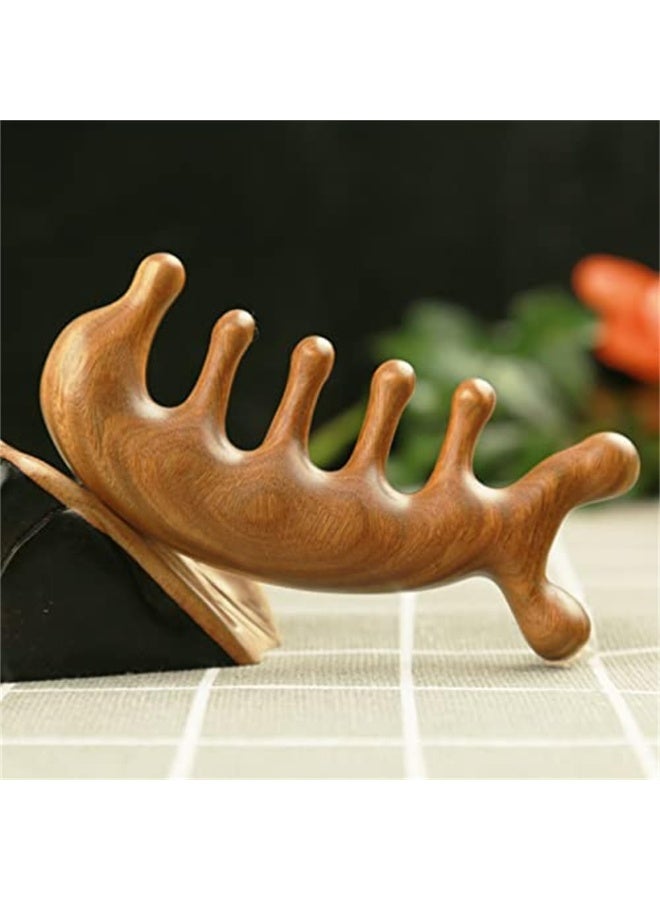 CLENEA Green Sandalwood Multifunctional Massage Comb, Head Massage Comb, Wooden Massage Comb, Gua Sha Scraping Scalp and Hair Massage, Scalp Stimulator, Facial Body Massager - Image 5